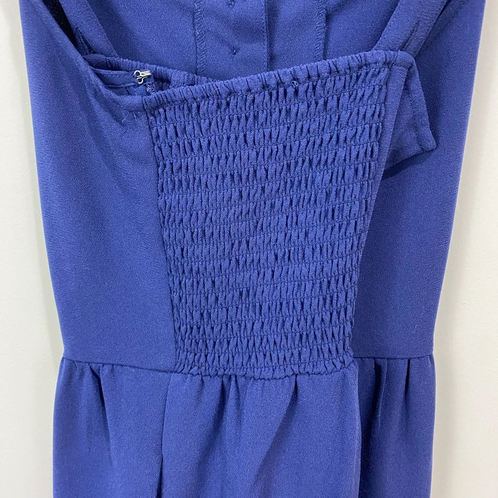 MADEWELL Navy Button Front Smocked Cross Back Jumpsuit Size 2 - Picture 15 of 16